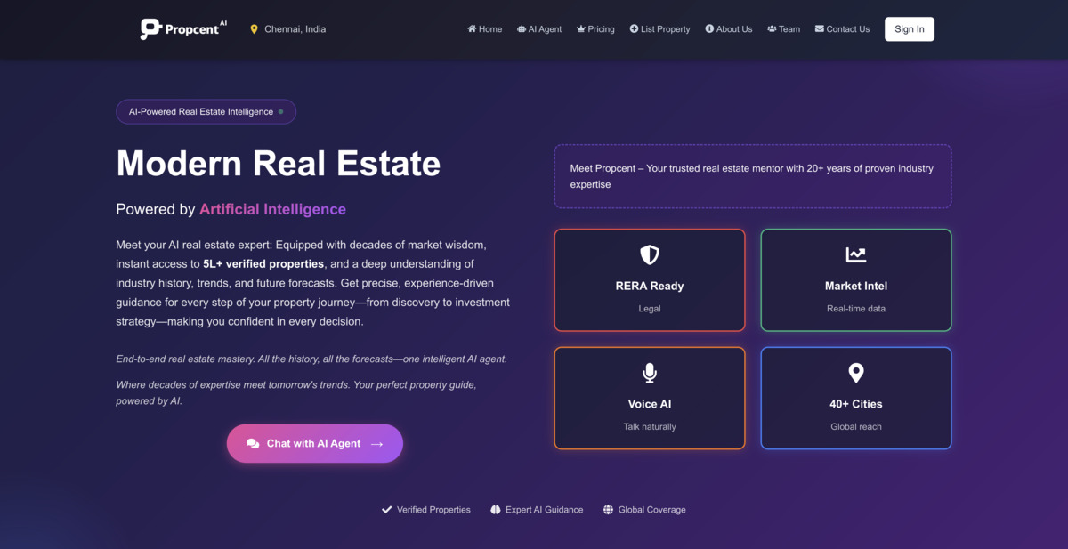 Propcent AI solution screenshot